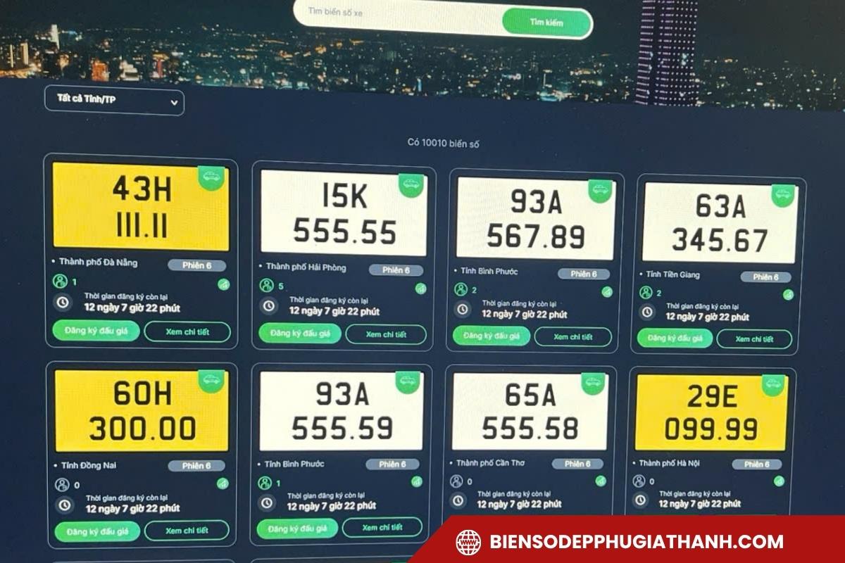 Phiên đấu giá biển số xe online