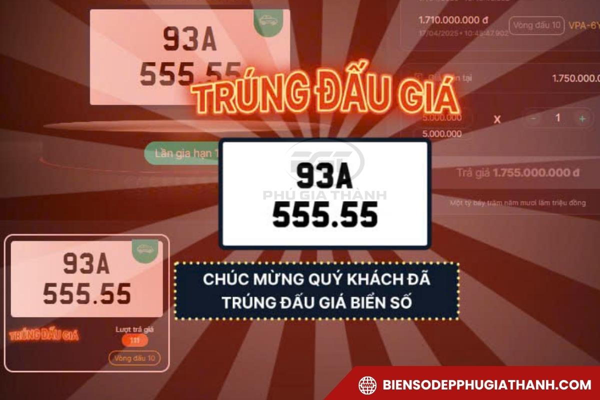 Đấu giá đầu số 93 ngũ quý 55555