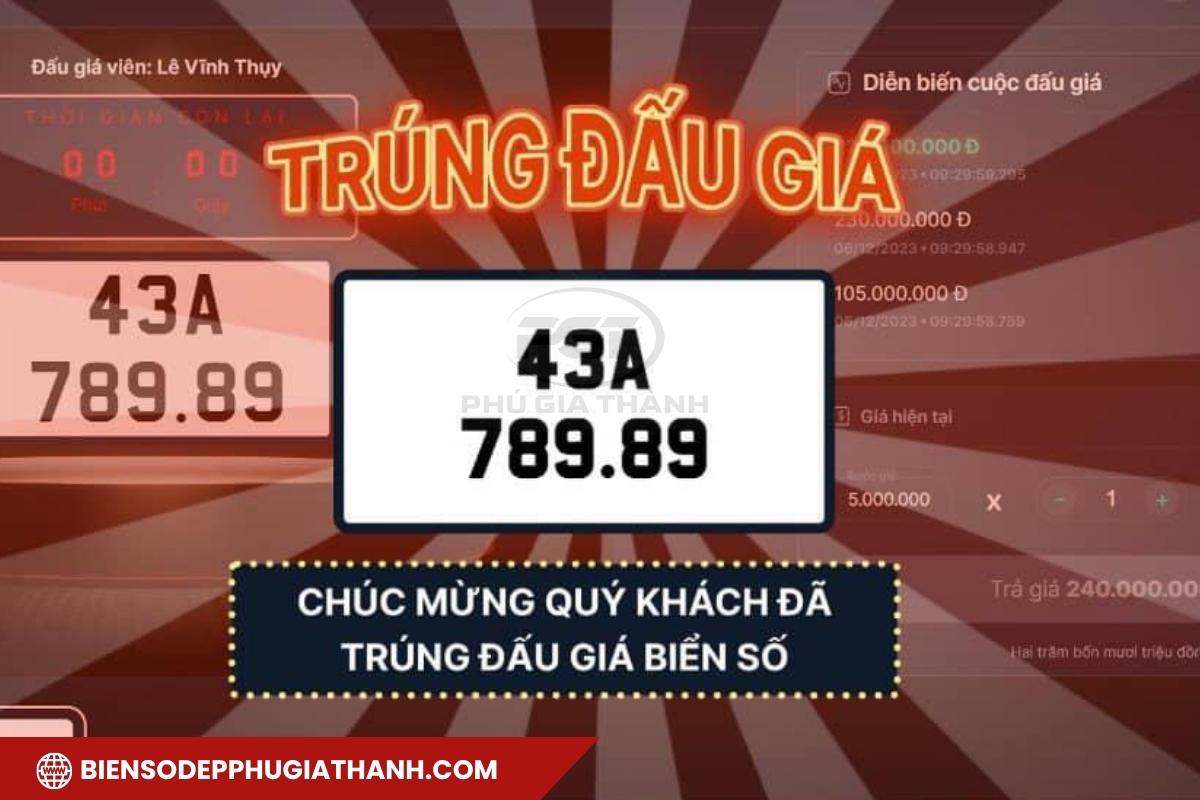 Màn hình đấu giá biển số xe ô tô Đà Nẵng