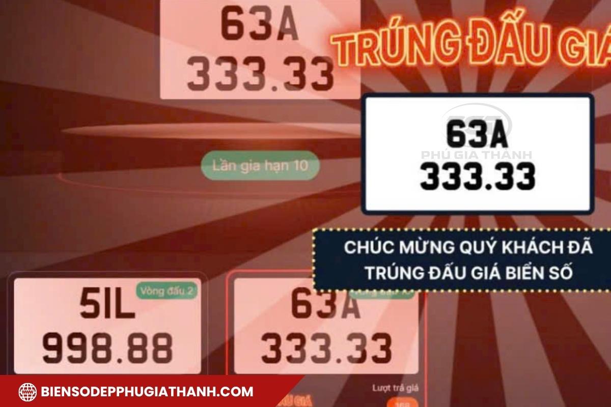 Màn hình đấu giá biển số xe trực tuyến tại Đồng Tháp