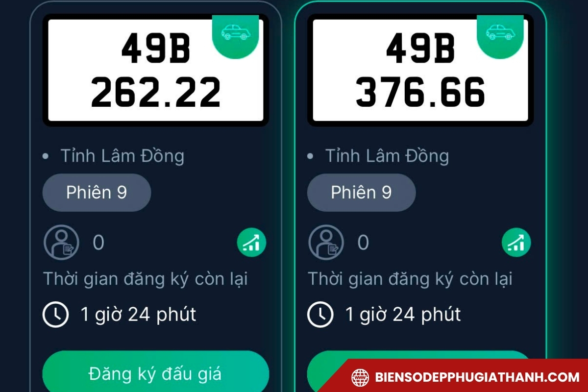 Hình ảnh giao diện đấu giá biển số trực tuyến.