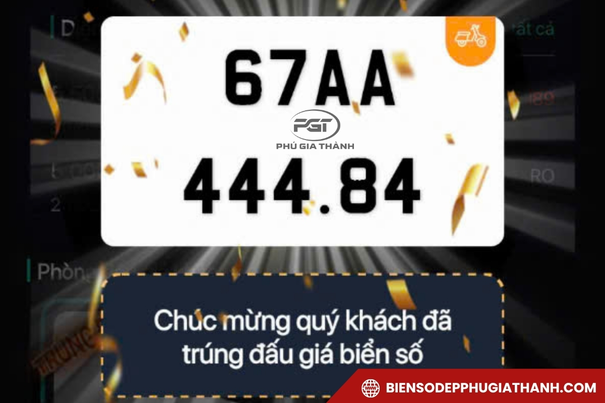 Màn hình thông báo trúng đấu giá biển số đẹp An Giang